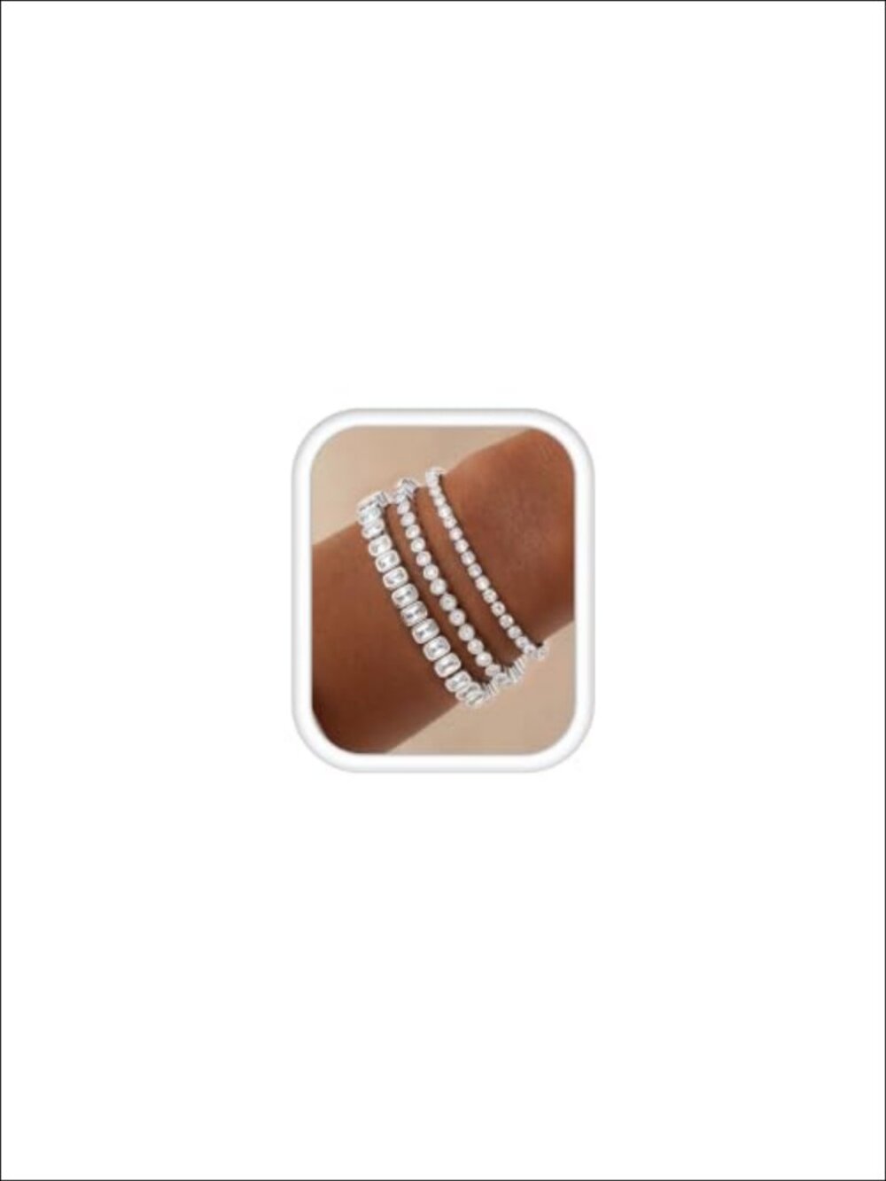 5A CZ Silver Tennis Bracelet Set 3 Piece Stackable Women Jewelry